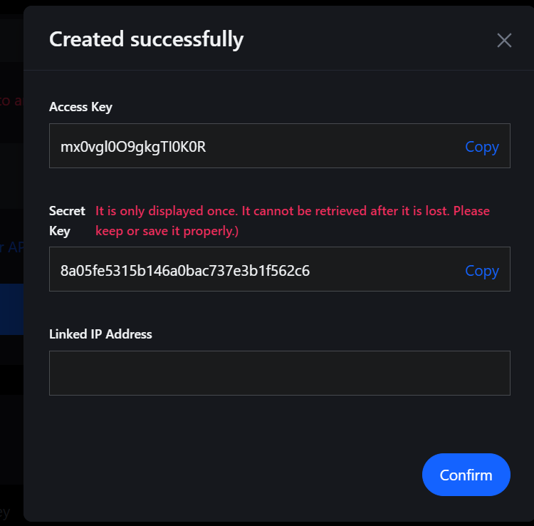 API Keys Display